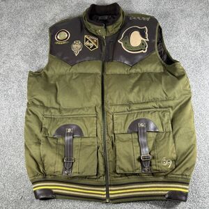 Coogi 69 Puffer Vest Mens Size 3XL Green Full Zip Outdoor Streetwear Hip Hop Y2K